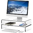Amazon.com: Egchi Clear Acrylic Monitor Stand Riser 2 Tier, 5.5 Inches ...