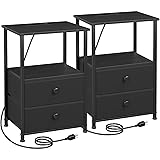 LOAKEKEL Night Stand Set 2, Black Nightstand with