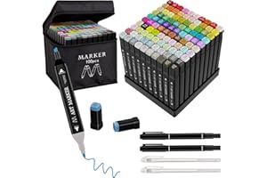 ATDOALL Alcohol Markers Set, 100 Colors Dual Tip Art Markers, Alcohol Based Markers for Kids Sketching Adult Coloring, Permanent Drawing Markers with Case and Holders