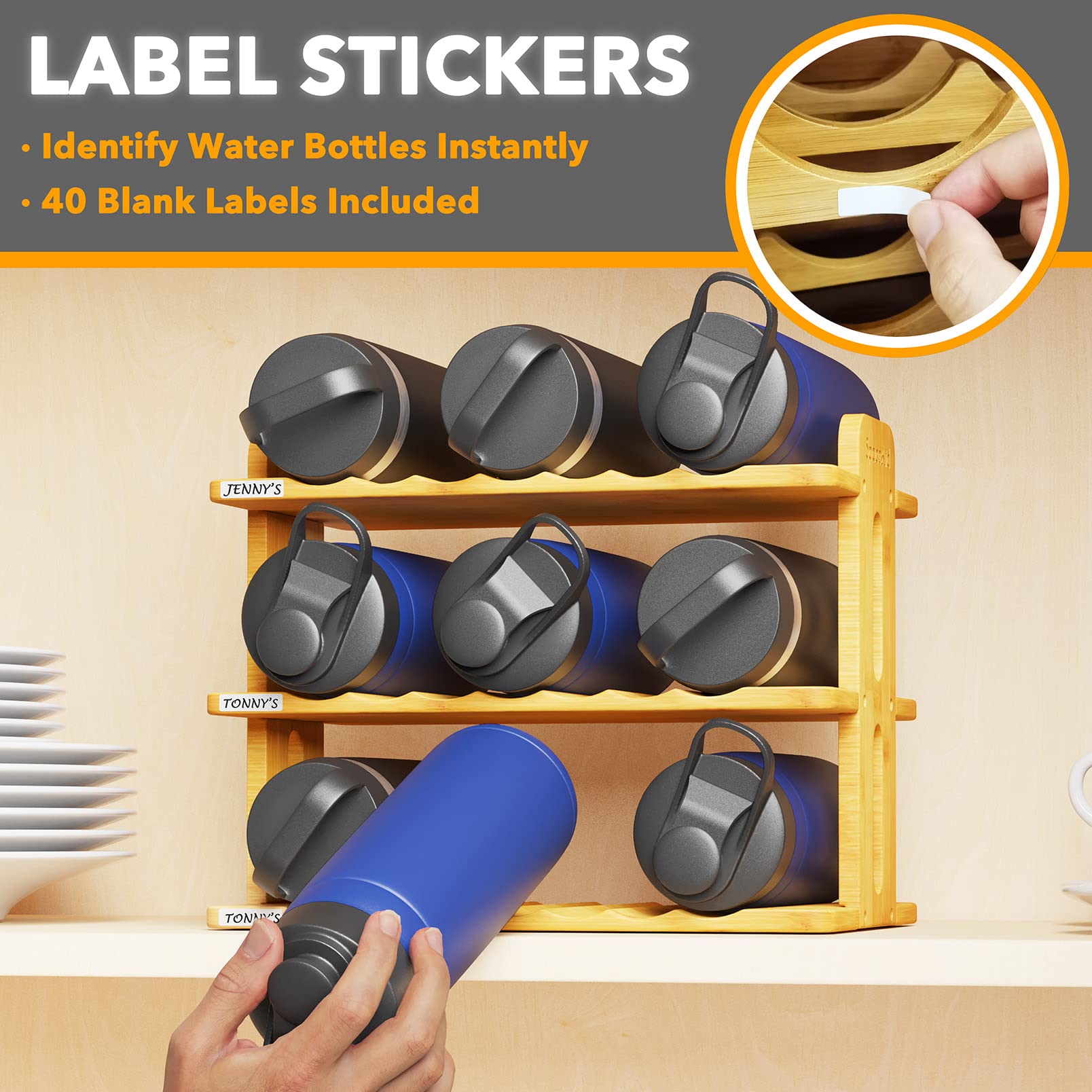 Mua SpaceAid Bamboo Water Bottle Organizer with Labels, Kitchen Pantry ...