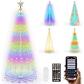 REYLAX 9FT Outdoor Christmas Cone Tree with 460 LEDs, RGB Color Changing Pre-lit Smart Christmas Tree Lights, DIY Lightshow, Music Sync, Outdoor Decoration Lights, App & Remote Control