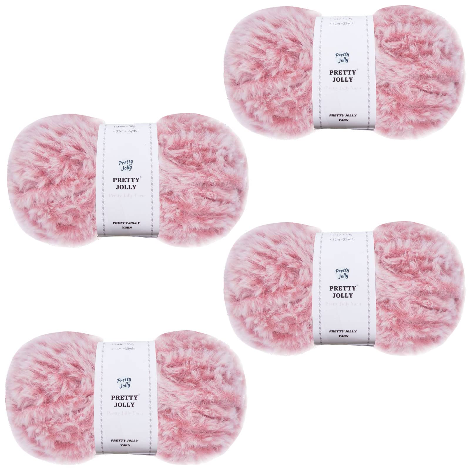 Pretty Jolly 4 Skeins Faux Fur Super Soft Chunky Fluffy Eyelash Polyester Yarn (Peach Pink) — image 1
