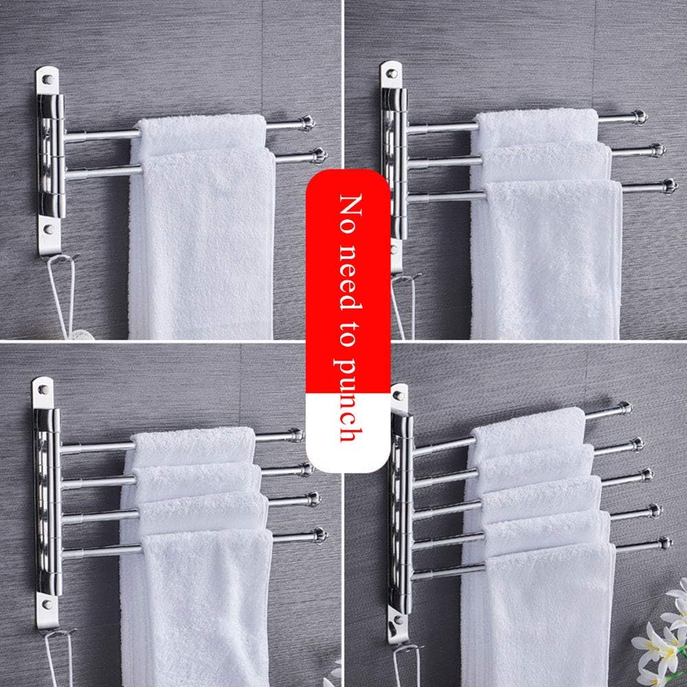 KKDWJ Swivel Towel Rail, Stainless Steel Towel Shelf, with Swivel Bars