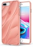 Ringke Flow Compatible with iPhone 8 Plus Case, iPhone 7 Plus Case Minimalist Wavy Textured Shock Absorption TPU Form Fitting Lightweight Drop Resistant Protection Design Cover (Rose Gold)
