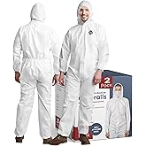 Medical Nation Hazmat Suits Disposable | 2 Pack | Hooded, Heavy Duty, Breathable Disposable Coverall, Painter Suit | 9 Sizes