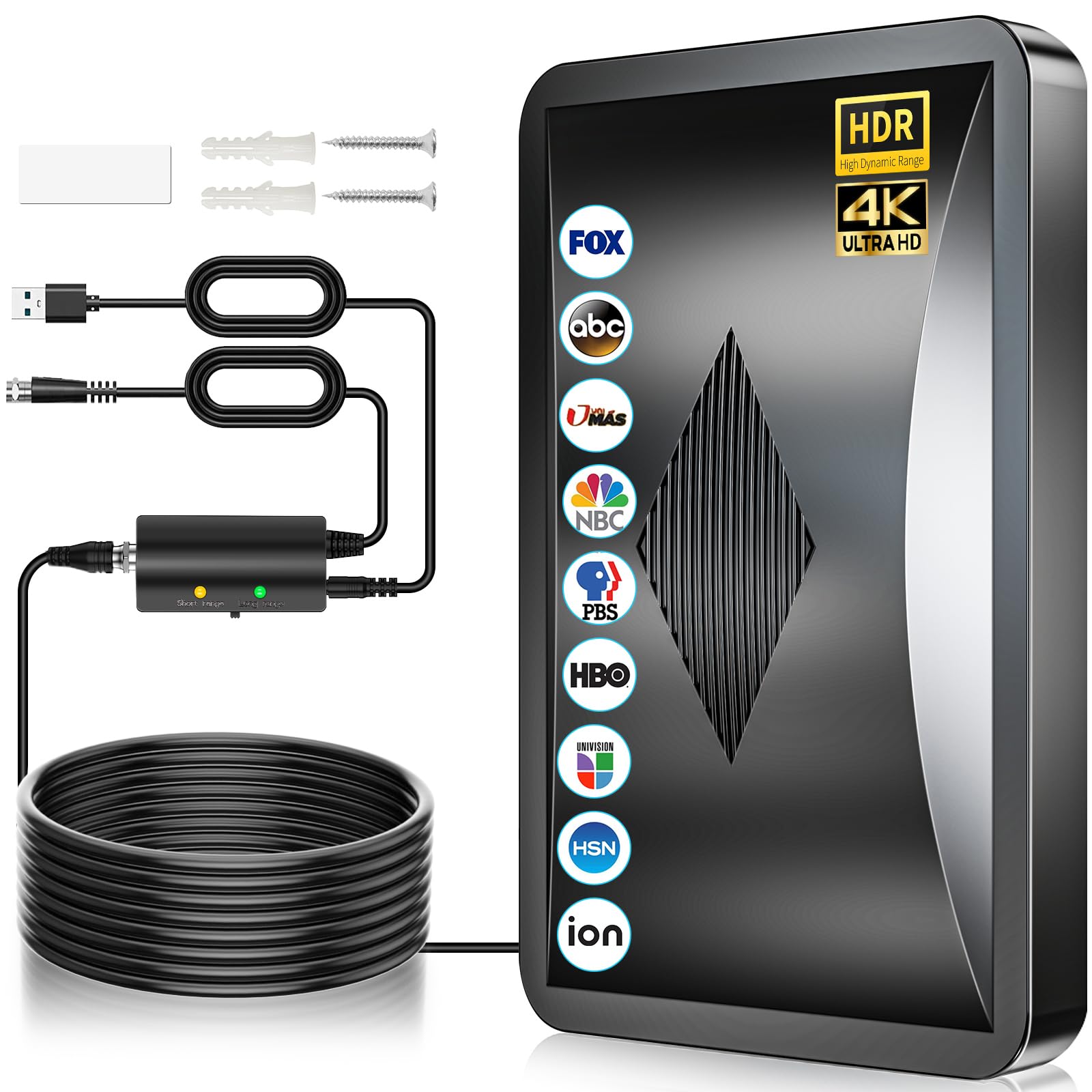Photo 1 of 2026 TV Antenna for Smart TV Indoor, 3600+ Miles TV Antenna for Local Channels, HD Antenna for Smart TV Long Range 4K 1080P with Amplifier Signal Booster -38 FT Thick Coaxial Cable