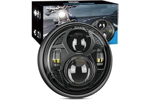 Nilight 5-3/4 5.75 Inch Motorcycles LED Headlight Compatible with Harley Davidson Sportster Iron 883 Dyna Street Bob Super Wide Glide Low Rider Night Rod Train Softail, Black