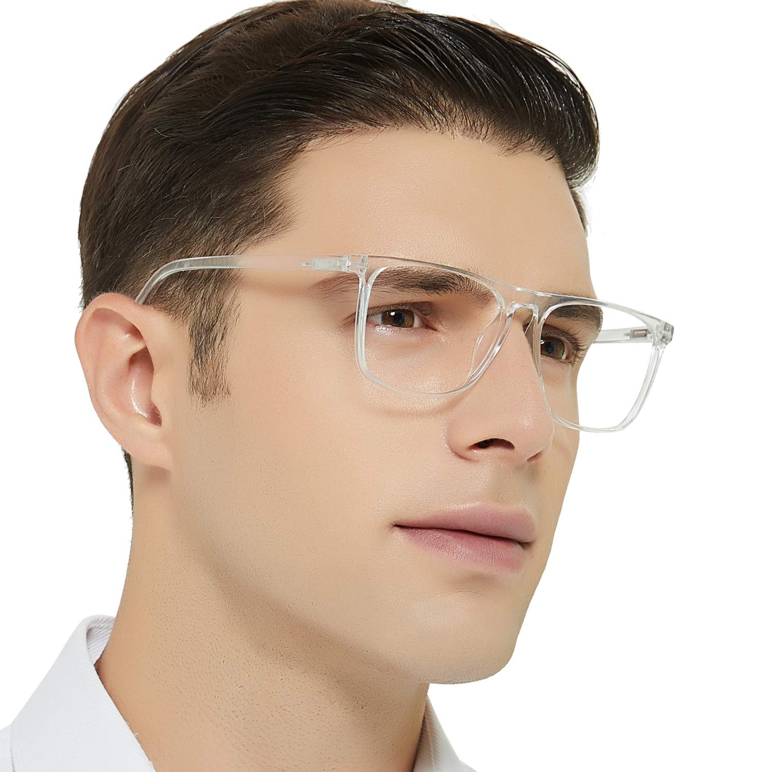 OCCI CHIARI Mens Reading Glasses 3.0, Retro Large Reader for Men, Fashion Glasses Durable Metal Hinge(Transparent,300)