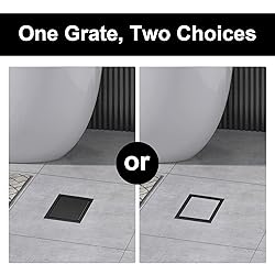 Bmvlffs 4 Inch Shower Drain Matte Black with Tile