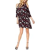 Zoe by Rachel Zoe Womens Cold Shoulder Floral Mini Dress Navy M