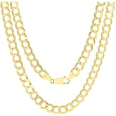 Nuragold 14k Real Yellow Gold Solid Cuban Curb Link 8mm Chain Necklace (18"-30") Italian Jewelry for Men
