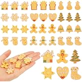 FOIMAS Christmas Resin Flatback Charms, 60pcs Resin Gingerbread Charms Gingerbread Man Figurines Embellishment Miniatures for Christmas Ornament Supply DIY Craft Holiday