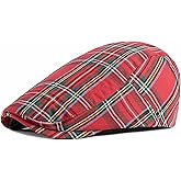DIYDECAL Plaid Newsboy Hats Retro Flat Cap Gatsby Cabbie Driving Hat for Mens Womens