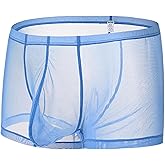 ZAIGGUT Men's See Through Underwear Ultra Sheer Boxer Briefs Bulge Enhancing Ball Pouch Trunk Underwear