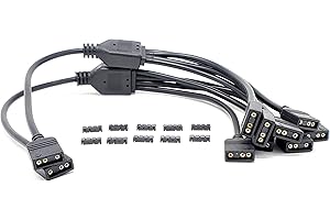 Micro Connectors Addressable RGB 1 to 4 Splitter Cable - 50cm/ 2 Pack, Model: F04-04ARGB50-2P