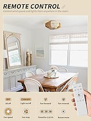 SYDACG 20 Inch Rattan Boho Ceiling Fan with Light
