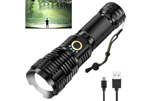 BengMxj 990000 High Lumens Rechargeable LED Flashlight, Tactical XHP70 Flashlights with Zoomable, 5 Modes, Military Grade Wat