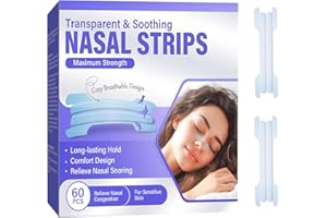 HACKERDOM Nasal Strips for Snoring, Clear Nose Strips for Breathing, Anti Snoring Device Effective Snoring Solution, Extra Strength Nasal Strings to Improve Airflow & Relieve Nasal Congestion 60pcs
