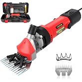 PAT JUUMG 1000W Electric Sheep Shears, Professional Clippers Heavy Duty | 3700RPM 6-Speed Farm Livestock Grooming Kit,Thick Coat Hair Cutting Machine for Sheep Goats Alpacas Horses Dogs,2Guard &amp; Case