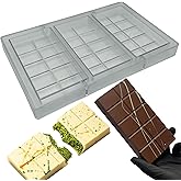 Goldbaking Polycarbonate Mold For Dubai Bars Large Chocolates Making 3-Cavities Deep Filled Break Apart Protein Bar Molds for Dubai Candy Bars Energy Bar Maker Mould