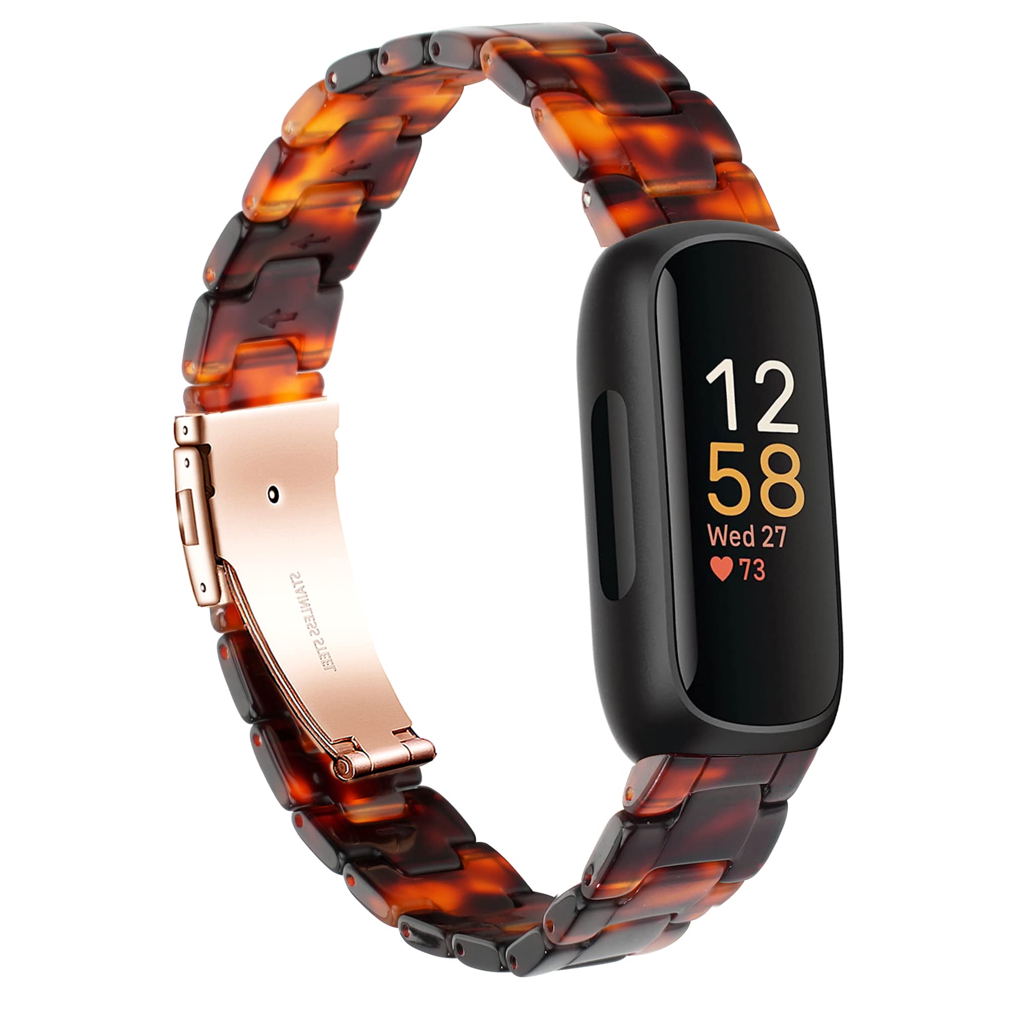 Wongeto Compatible with Fitbit Inspire 3 Strap,Tortoise Resin Replacement Wristband Strap for Fitbit Inspire 3 accssorises Women Grils Men (Tortoise Stone)
