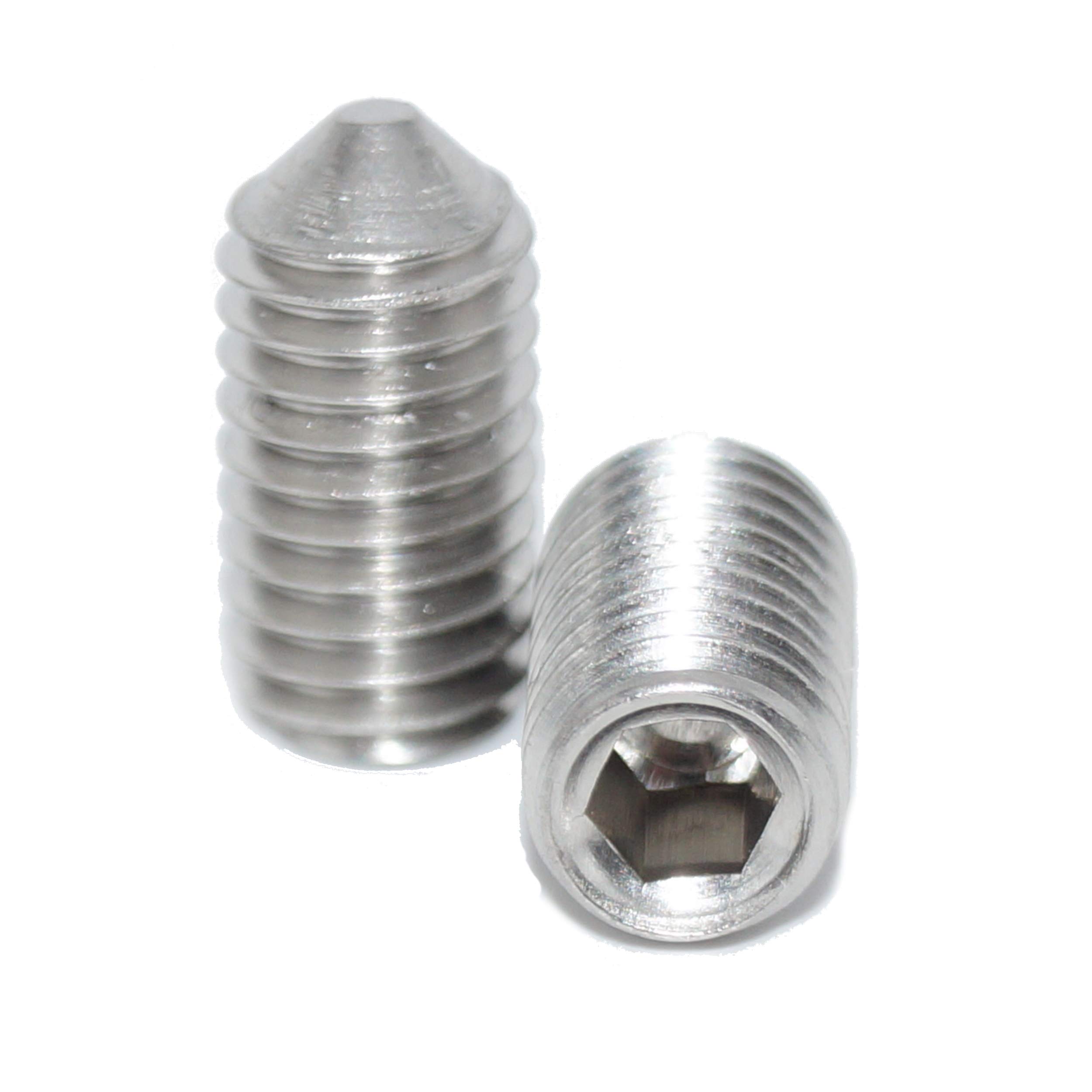 Grub Screws M8 x 14 with Hexagon Socket and Pointed Tip Pack of 50 Grub Screws ISO 4027 A2 Stainless Steel