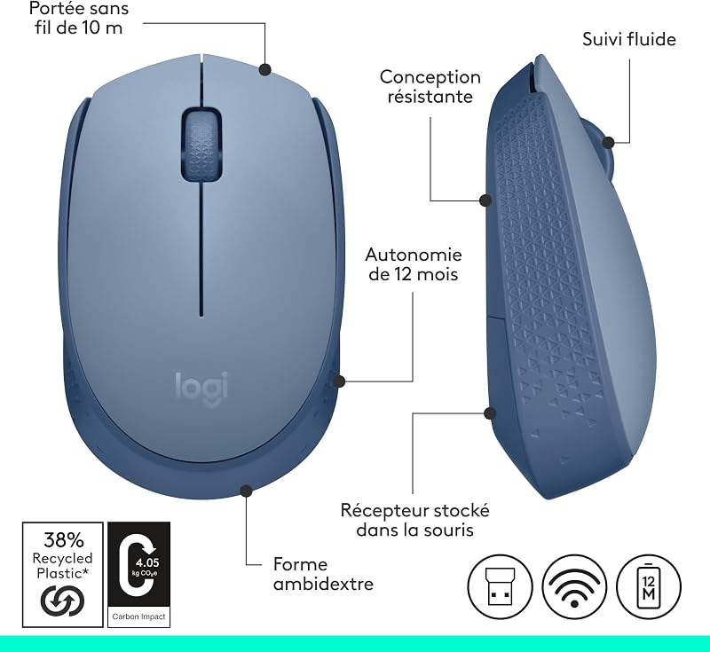 M171 Souris Sans Fil pour PC, Mac, Ordinateur portable