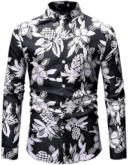 men's floral long sleeve dress shirts