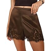 Lace Trim Silk Satin Mini Slip Shorts Women Low Rise Micro Pajama Shorts Patchwork Going Out Lounge Bottoms