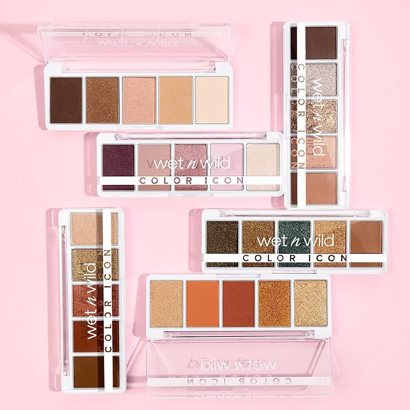 , paleta de cores Icon 5-Pan, paleta de sombras, 5 cores intensamente pigmentadas para maquilhagem diária, fórmula de longa duração, fácil de misturar, petalette