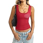 EasyGala Womens Padded Double Lined Tank Tops Scoop Neck Built in Bra Tops Slim Fit Sleeveless Shirts Summer Outfit