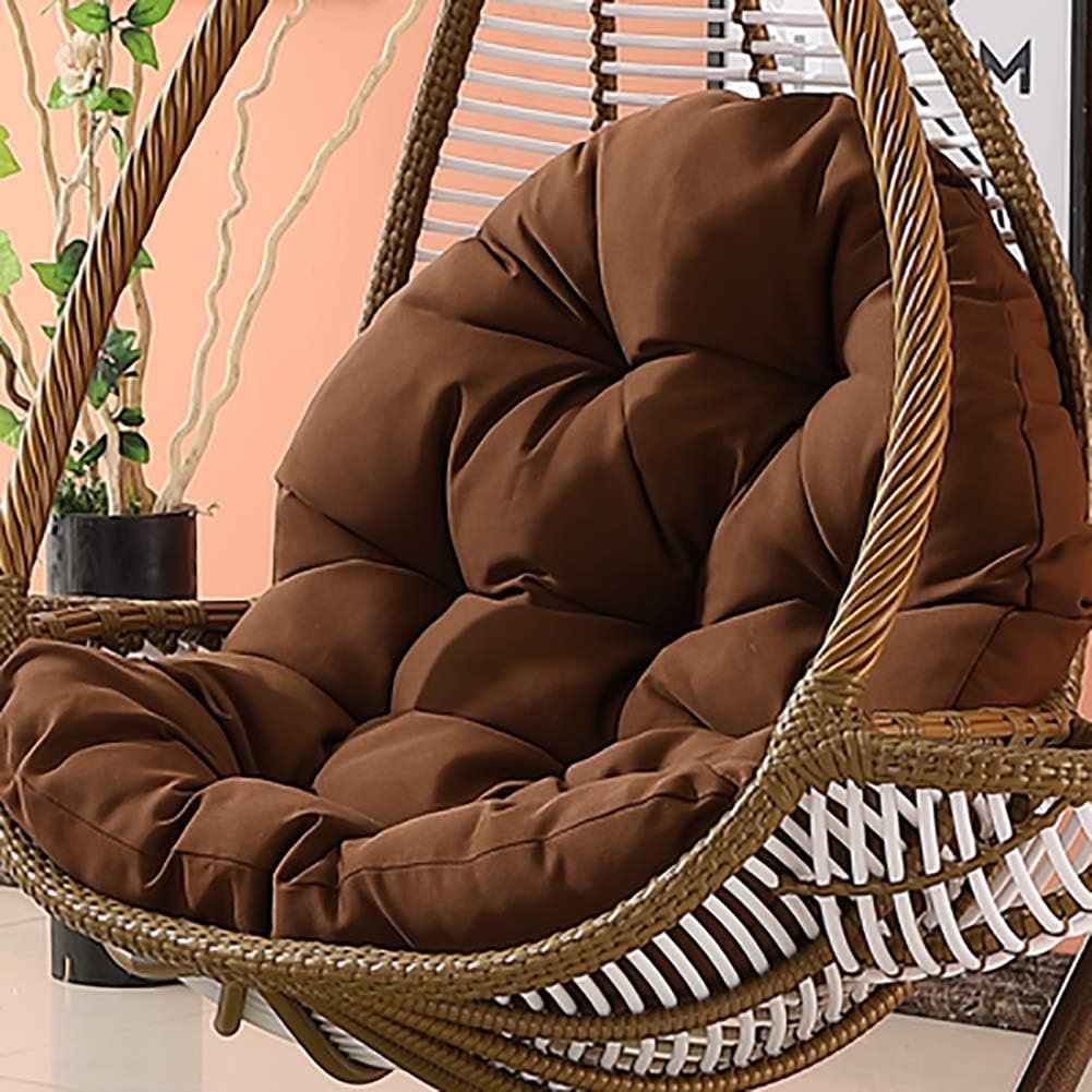 MSM Furniture Waterproof Hanging Cushion, Swing Chair Wicker Hammock Weave Egg Pad, Balcony Patio Garden-neither Stand Nor Chair Are Include-brown 120x86cm(47x34inch)