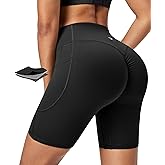 IUGA Gym Shorts Women Scrunch Butt Lifting Tummy Control Biker Shorts with Pockets High Waist Yoga Booty Workout Running 6"