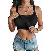 Ninee Tank Top for Women with Built in Bra Ribbed Fitted Tanks Summer Scoop Neck Casual Camisoles Basic Cami
