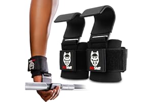 AmStaff Fitness Weight Lifting Hooks (Pair) - Gym Wrist Straps with Steel Hooks for Weightlifting, Pull-Ups, Deadlifts, Stren