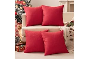 MIULEE Christmas Pack of 4 Decorative Outdoor Throw Pillow Covers Linen Waterproof Pillow Covers Farmhouse Cushion Cases for Patio Garden Tent Balcony Couch Sofa18x18 inch Red