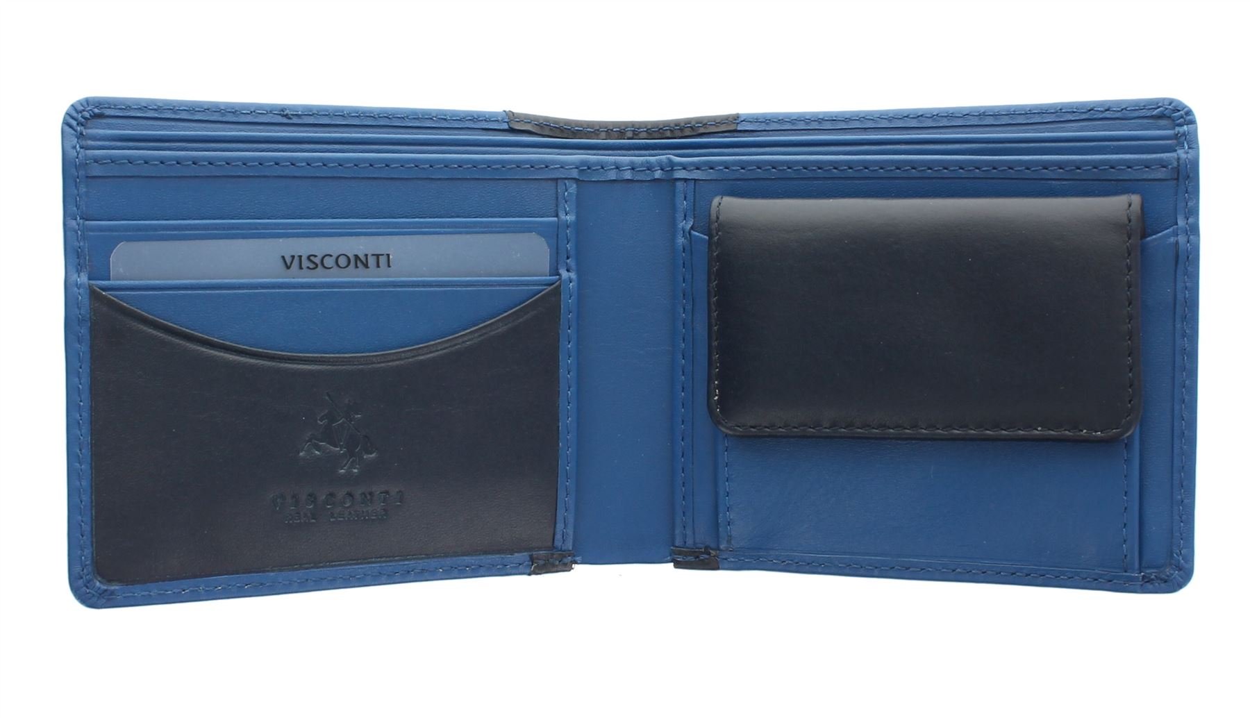 VISCONTI Lucca Collection Julius Two Tone Gents Leather Bi-Fold Wallet LC37 Blue Multi