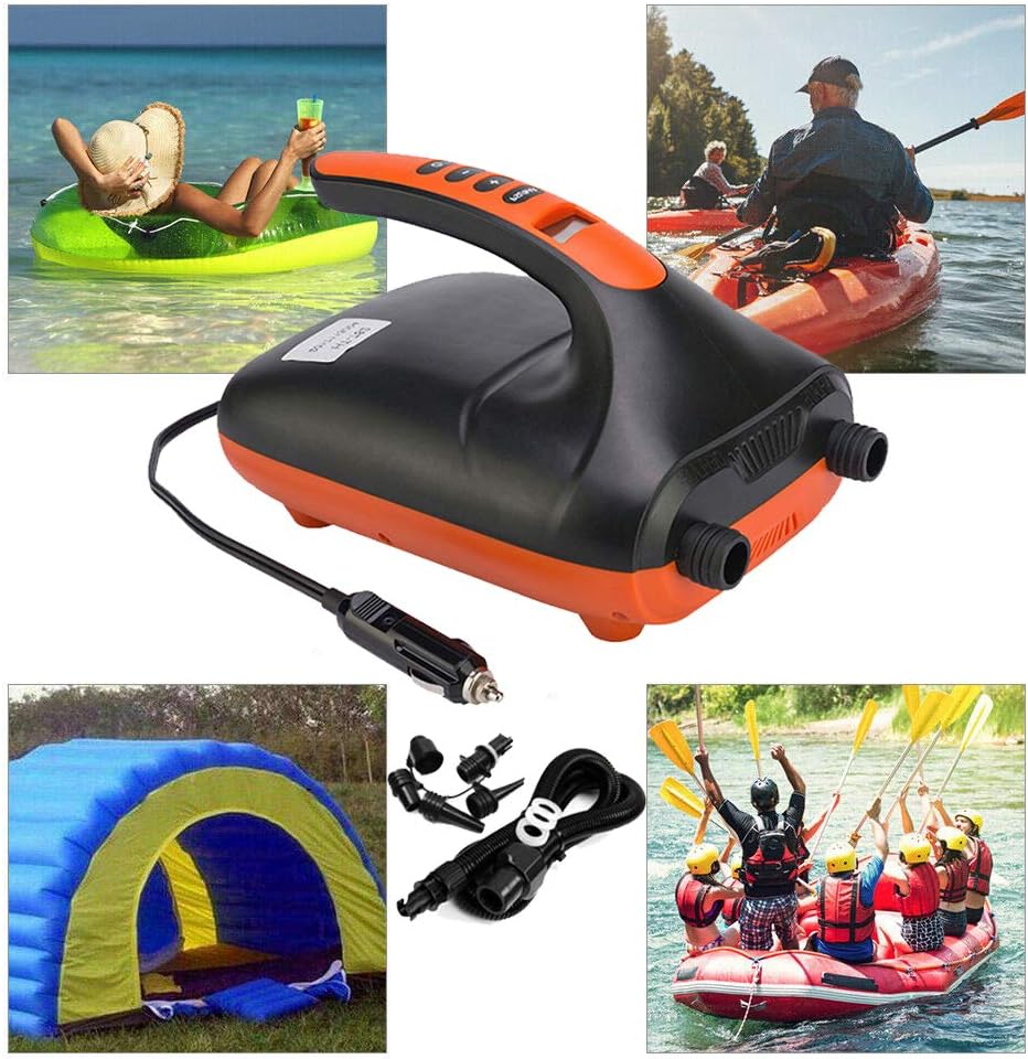Jroyseter 20 PSI Electric air Pump SUP Pump Portable 12 V high Pressure Inflatable air Pump with air Pressure 6 air Adapter valves for Inflating Paddle Boards Boats (20 PSI): Home & Kitchen