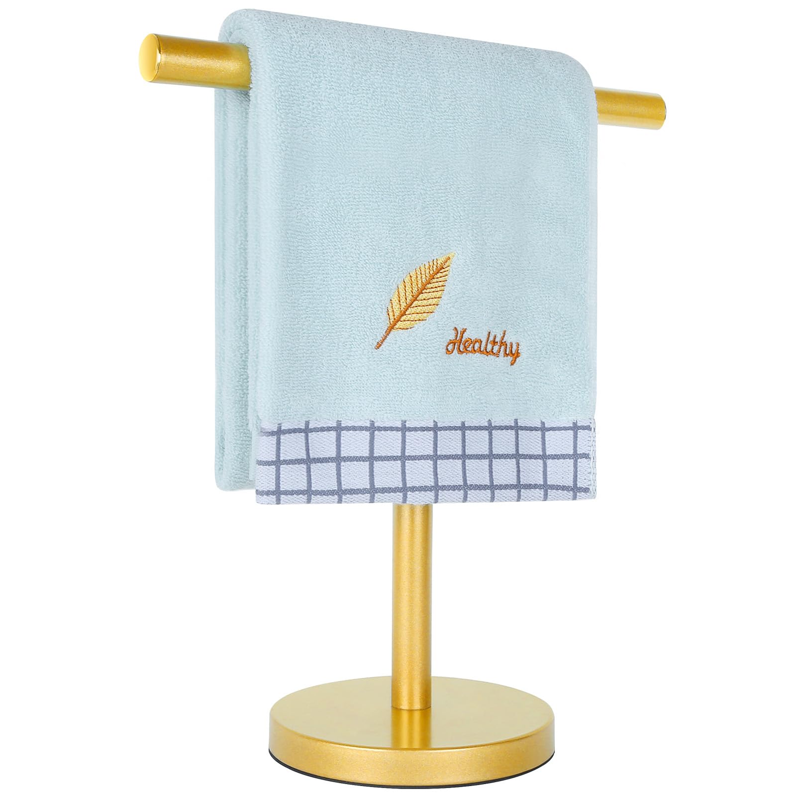 Zitalupy T-Shape Bath Hand Towel Holder Stand, Stainless Steel Free Standing Hand Towel Rack, for Bathroom Kitchen & Countertop, Golden