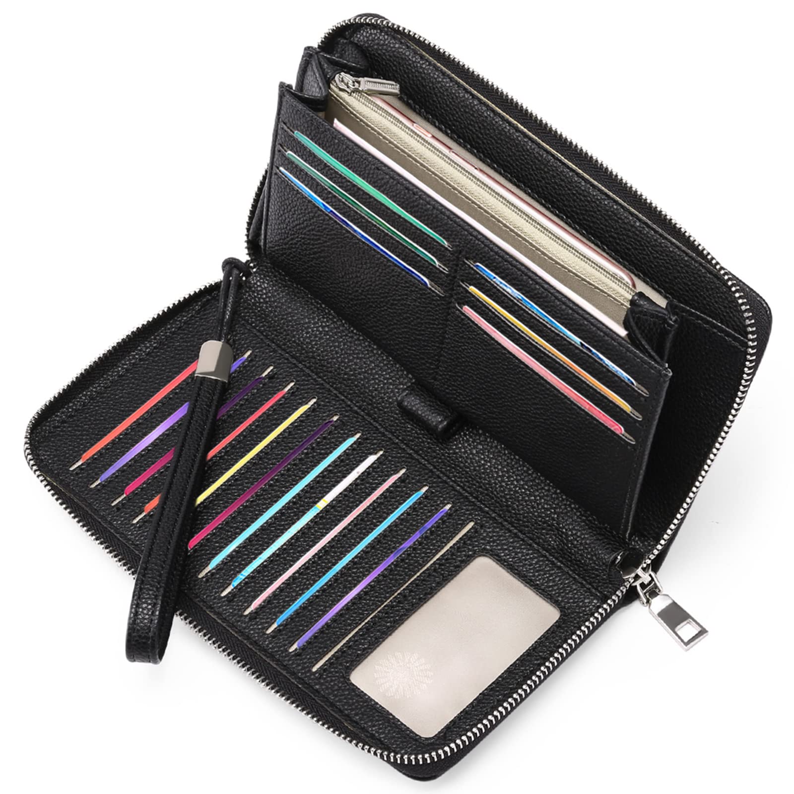 GAEKEAO Leather Purses for Women, Large Capacity Ladies Purse, RFID Purses for Women with Multiple Card Slots and Roomy Compartment Black