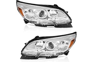 WEELMOTO for 2013-2014 Malibu Eco / 2013-2015 Chevy Malibu (LT, LTZ) Headlights, Headlamp Replacement Assemblies for 13-14 Malibu Eco / 13-15 Chevy Malibu (LT, LTZ) Chrome Housing Amber Reflector L+R
