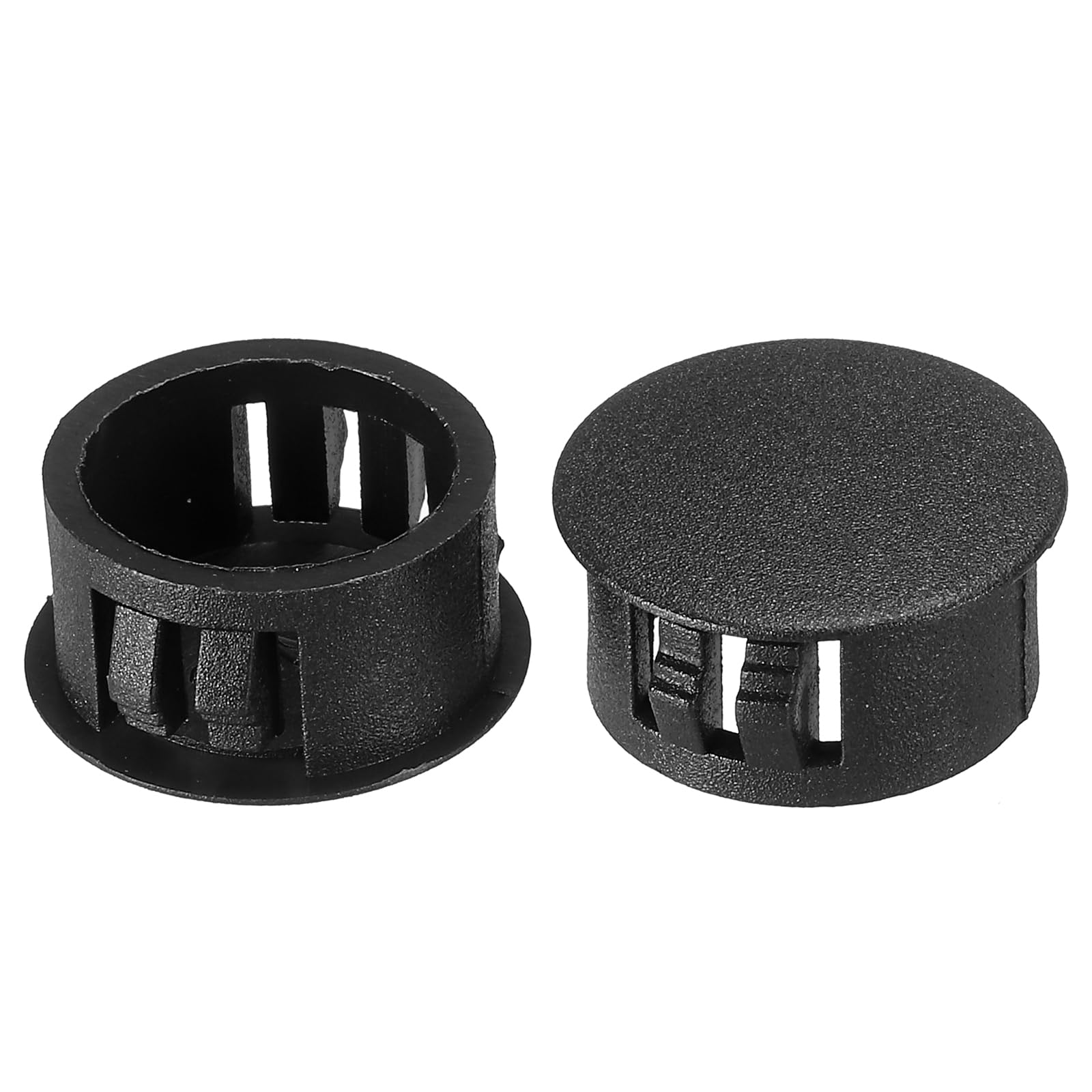PATIKIL Hole Plugs Plastic, 50 Pcs 19mm(3/4") Screw Bumper Hole Plug Flush Snap Type Round Hole Cover Caps for Round Holes Cabinet Furniture Kitchen, Black