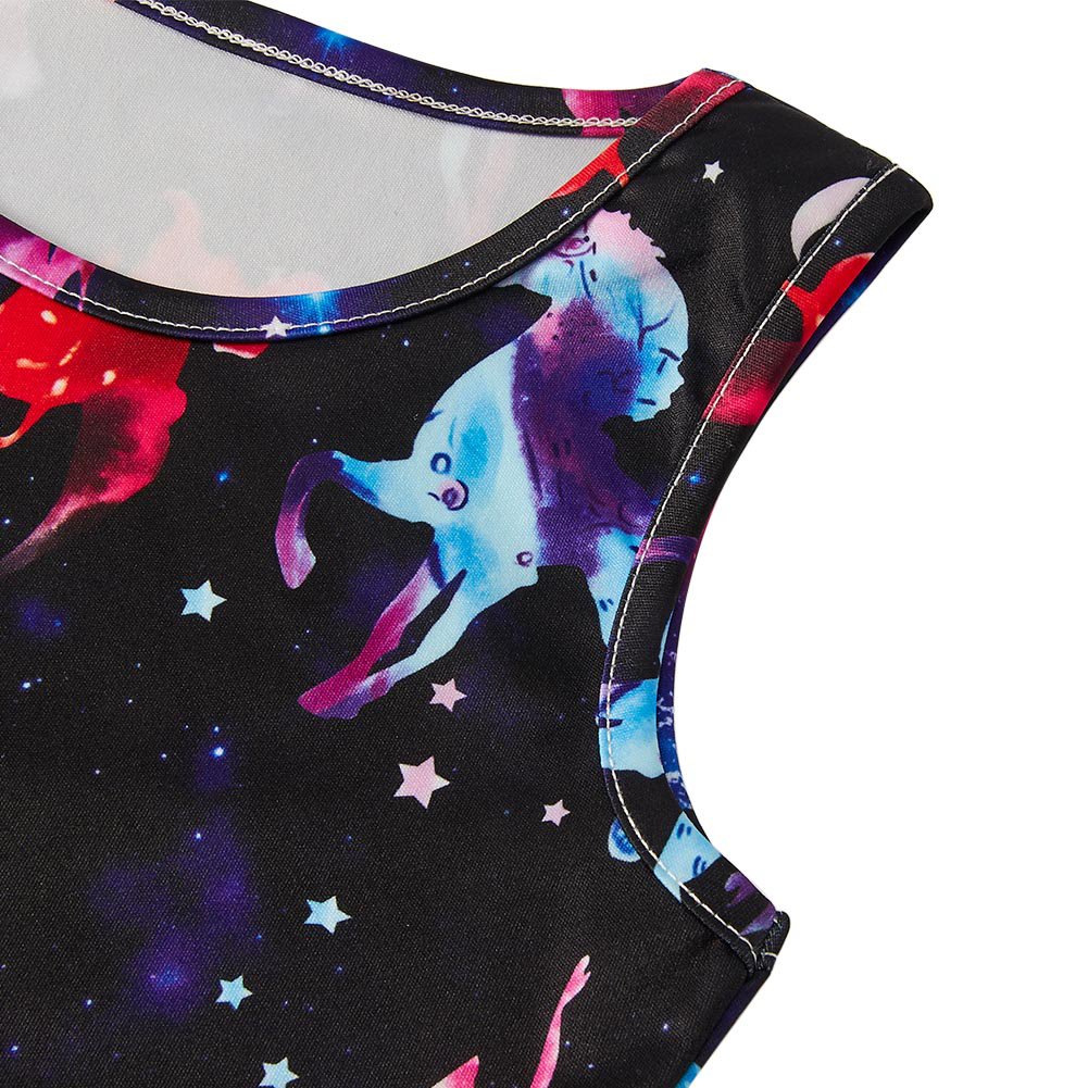 Leapparel Toddler Kids Summer Mermand & Unicorn Dresses Girls Round Neck Floral Casual Rainbow Tunic Green Horse Clothing 5T