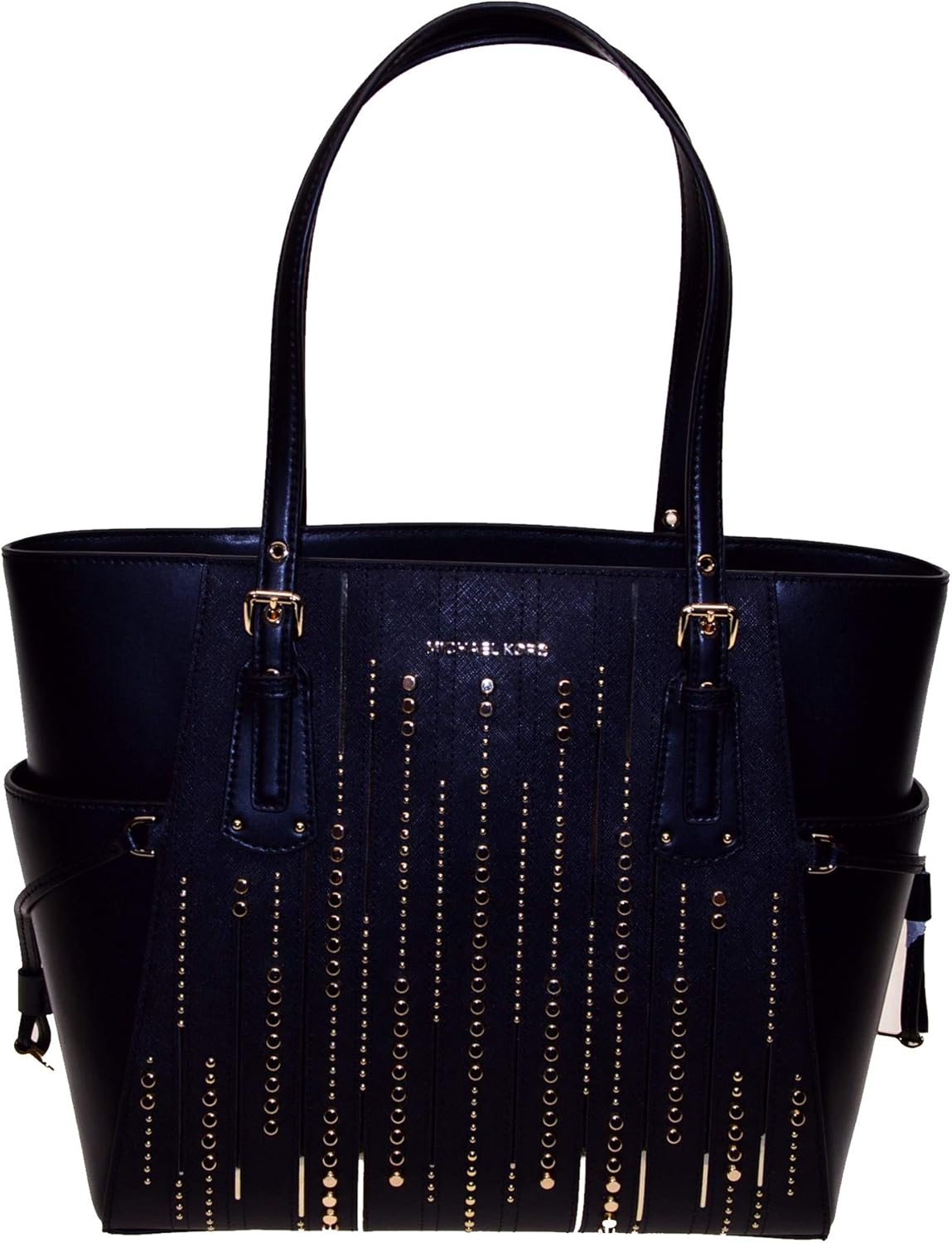 zip tote bag with studded sides