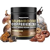 Mushroom Coffee - Lions Mane Mushroom Powder Instant Coffee with Lion's Mane, Reishi, Chaga, Cordyceps, and Turkey Tail - Alternative for Energy, Mental Clarity & Focus, Brain Booster 6.35oz（180g）