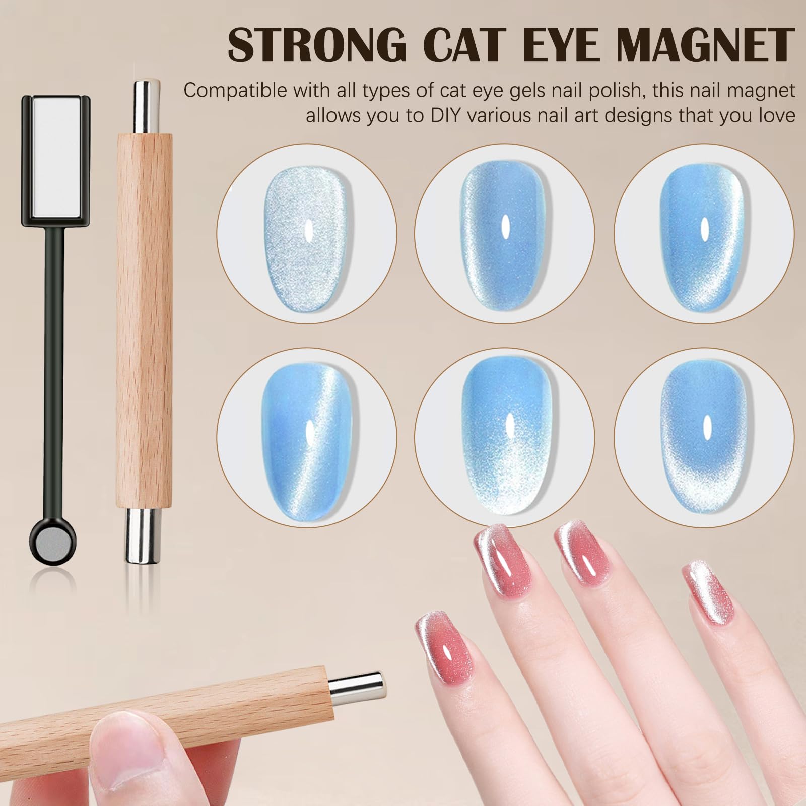 TECHPLUS Cat Eye Magnet for Nails ,2024 New Double-Head Stick Nail Magnet Art DIY ,for Studio and Salon - Image 2
