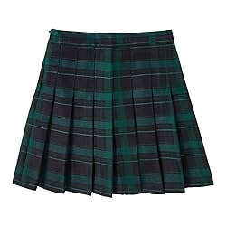 Women's Pleated Skirt Green Plaid High Waisted Golf