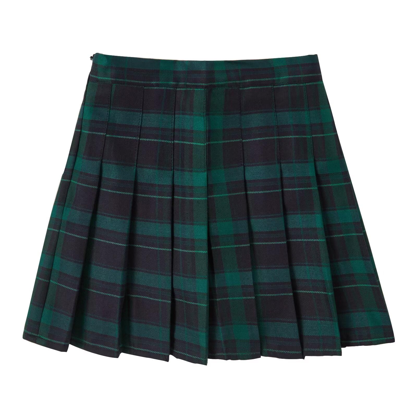 Women's Pleated Skirt Green Plaid High Waisted Golf