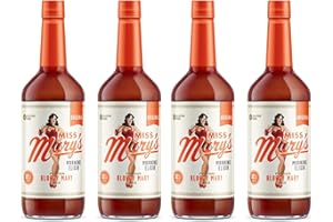 MISS MARY'S MORNING ELIXIR PREMIUM BLOODY MARY MIXXX Miss Mary's Bloody Mary Mix, Low Sugar Drink Mixer, All Natural Ingredients, Low Calorie, Low Carb, Keto Friendly, Original, 4 Pack