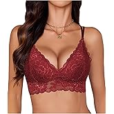 Avidlove Bras for Women Floral Lace Bralettes Deep V Sexy Bras Cross Back Longline Bralette No Padded